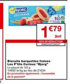 biscuits barquettes fraises les p'tits curieux "bjorg"