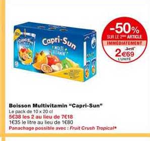 boisson multivitamin capri-sun -50% sur le 2ème article immédiatement