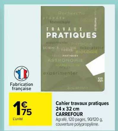 Cahier Travaux Pratiques 24 X 32 Cm Carrefour