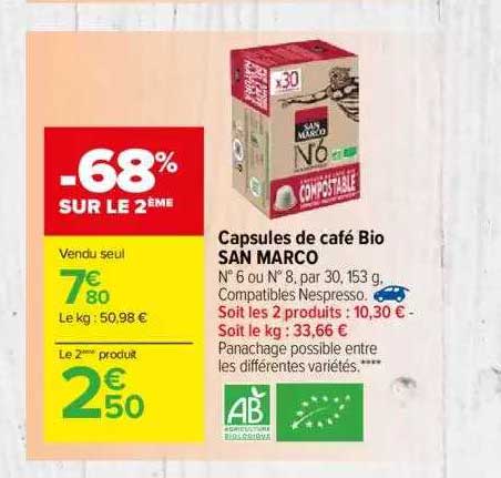 Capsules De Café Bio San Marco