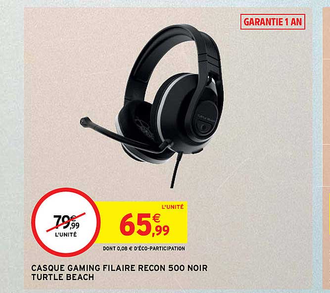 casque gaming filaire recon 500 noir turtle beach