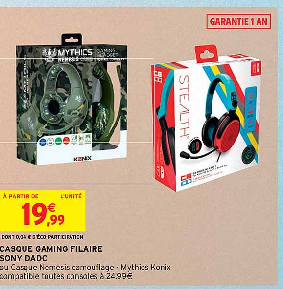 casque gaming filaire sony dadc