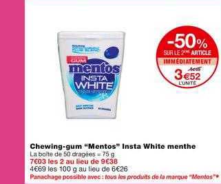 chewing-gum "mentos" insta white menthe