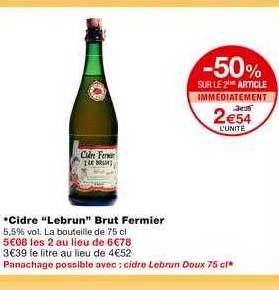 cidre lebrun burt fermier -50% sur le 2ème article immédiatement