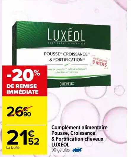 complément alimentaire pousse, croissance & fortification cheveux luxéol