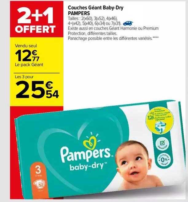 couches géant baby-dry pampers