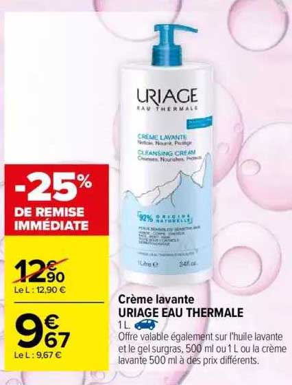 crème lavante uriage eau thermale