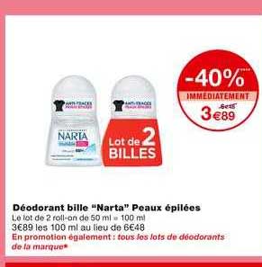 déodorant bille "narta" peaux épilées