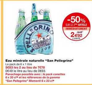 eau minérale naturelle san pellegrino -50% sur le 2ème article immédiatement