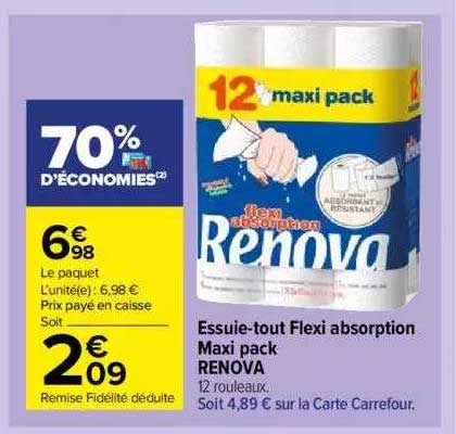 essuie-tout flexi absorption maxi pack renova