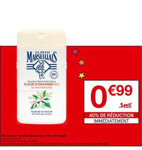 gel douche le petit marseillais fleur d'oranger