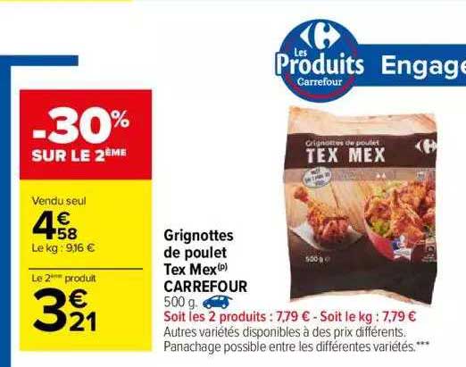 grignottes de poulet tex mex carrefour