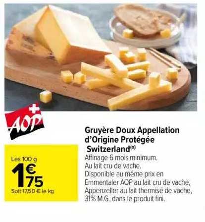 gruyère doux appellation d'origine protégée switzerland