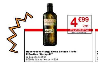 huile d'olive vierge extra bio non filtrée il rustico "carapelli"