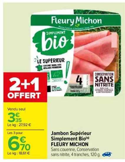 jambon supérieur simplement bio fleury michon