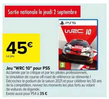jeu wrc 10 pour ps5