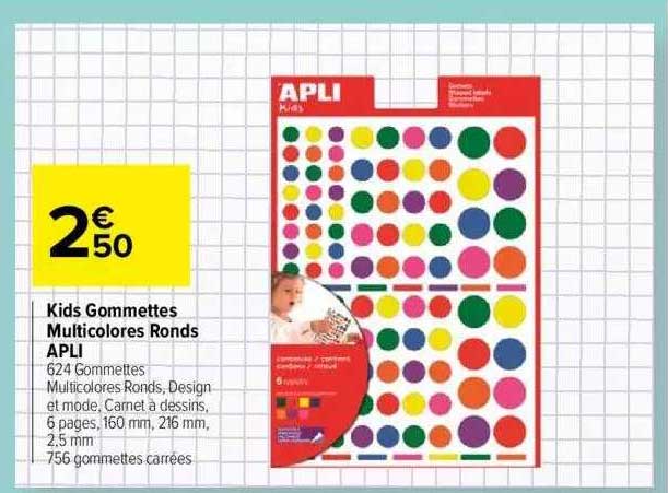 Kids Gommettes Multicolores Ronds Apli