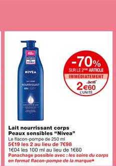 lait nourrissant corps peaux sensibles "nivea"