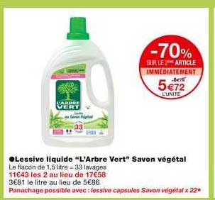 lessive liquide "l'arbre vert" savon végétal