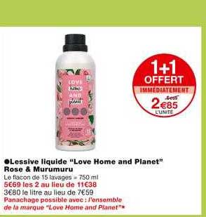 lessive liquide "love home and planet" rose & murumuru