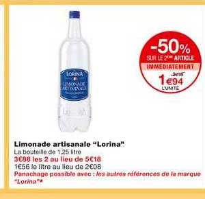limonade artisanale lorina -50% sur le 2ème article immédiatement