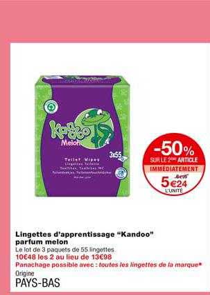lingettes d'apprentissage "kandoo" parfum melon