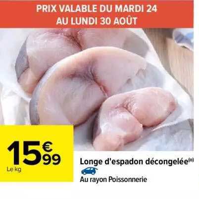 longe d'espadon décongelée