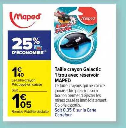 maped taille crayon galactic 1 trou avec réservoir