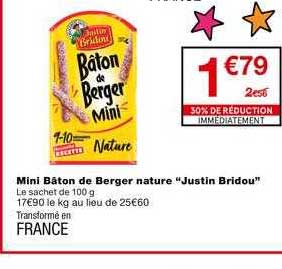 mini bâton de berger nature justin bridou