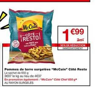 pommes de terre surgelées mccain côté resto