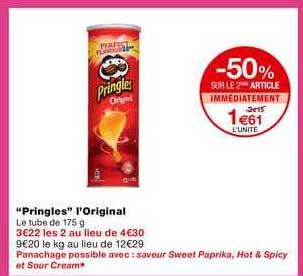 pringles l'original -50% sur le 2ème article immédiatement