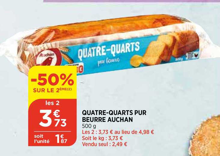 quatre-quarts pur beurre auchan