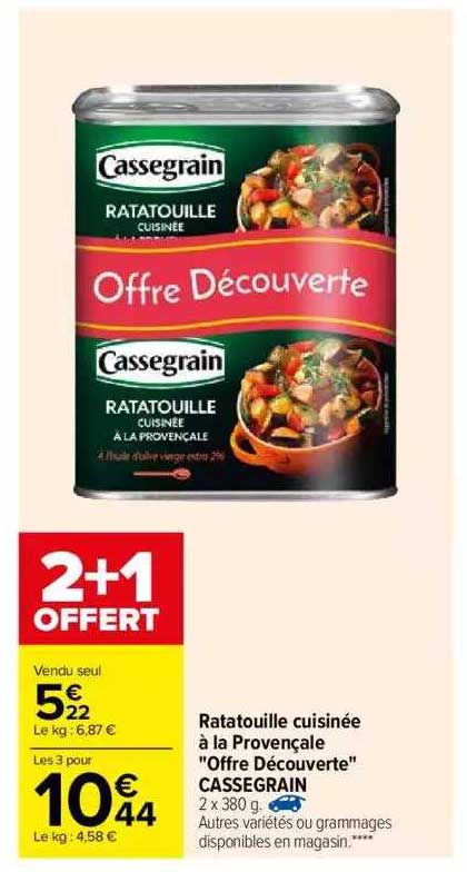 Ratatouille Cuisinée à La Provençale „offre Découverte” Cassegrain
