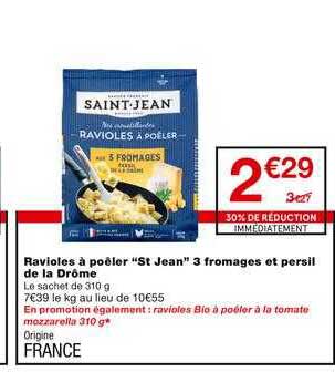 ravioles à poêler st jean 3 fromages et persil de la drôme