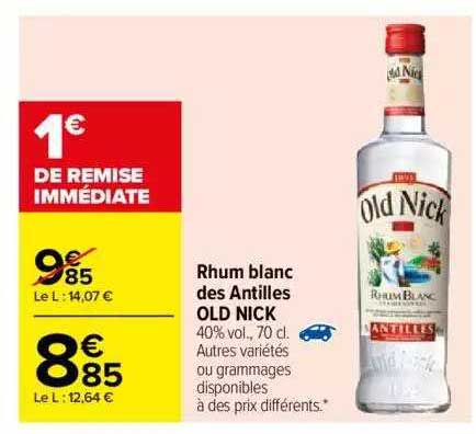 rhum blanc des antilles old nick