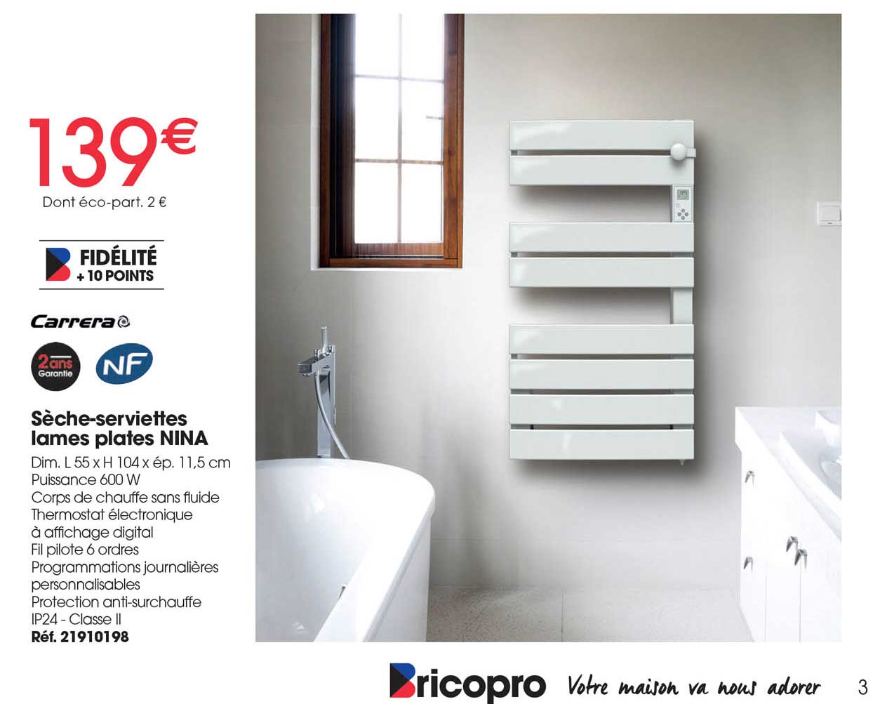 sèche-serviettes lames plates nina carrera