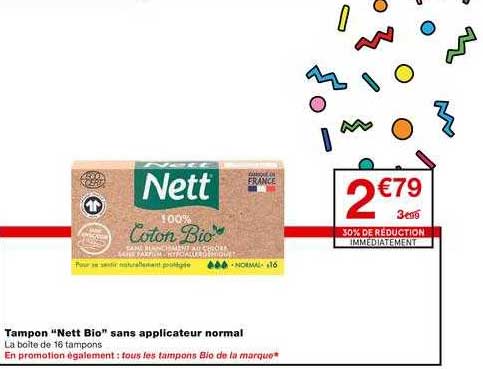tampon nett bio sans applicateur normal