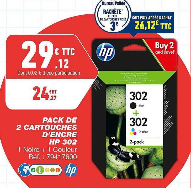 2 Cartouches D'encre Hp 302
