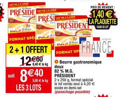 Beurre Gastronomiue Doux Président