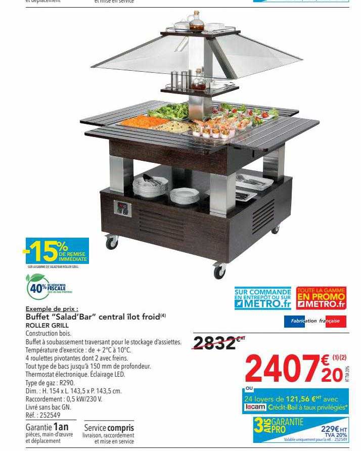 Buffet "salad Bar" Central Ilot Froid Roller Grill