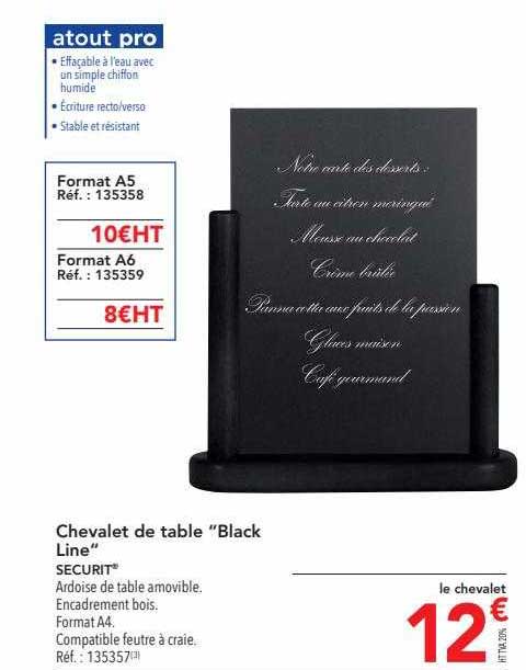 chevalet de table "black line"