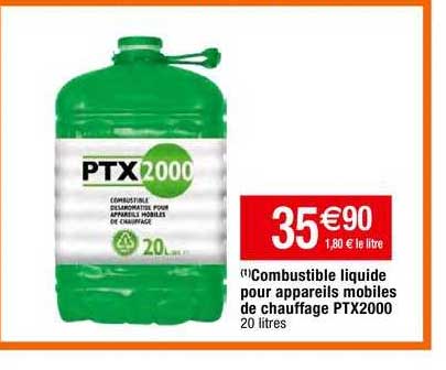 combustible liquide pour appareils mobiles de chauffrage ptx