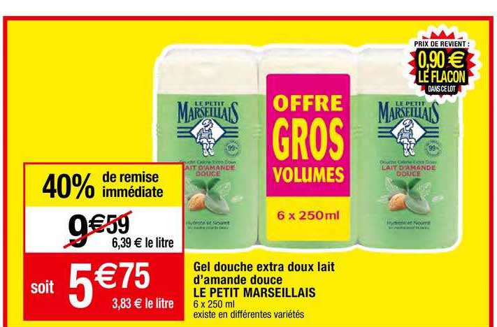gel douche extra dux lait d'amande douce le petit marseillais