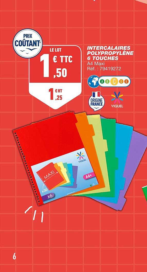 intercalires polypropylène 6 touches