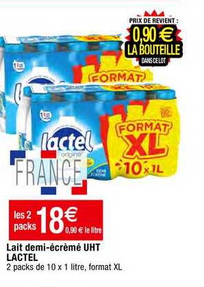 lait demi-écrèmé uht lactel