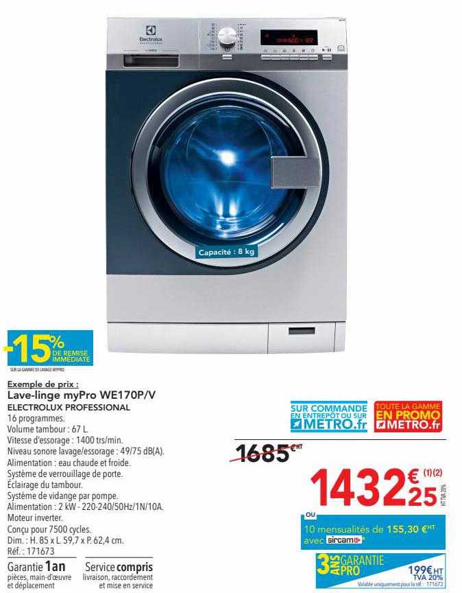 lave-linge mypro electrolux preofessional