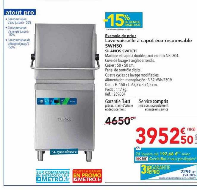 lave-vaisselle à copot éco repsonsable silanos switch