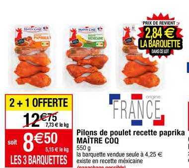 pillons de poulet recette paprika maître coq