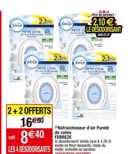 rafraihisseur d'air pureté de coton febreze