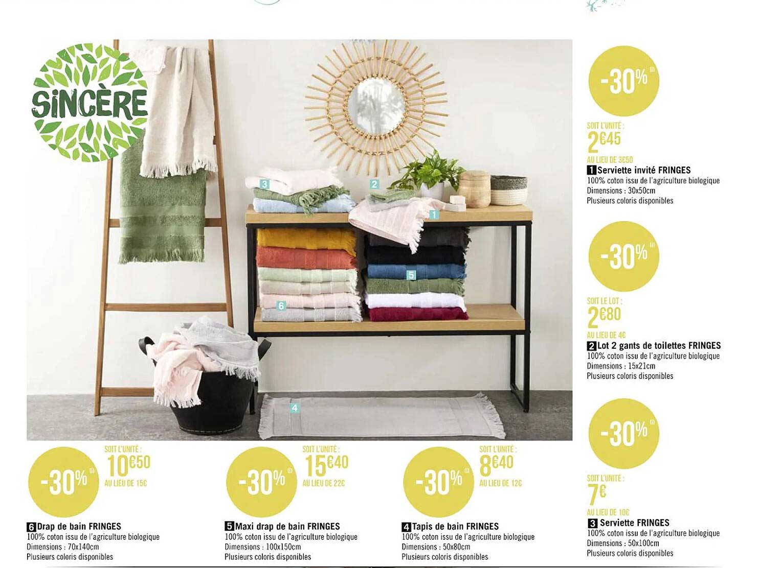 Seviette Invitè Fringes, 2 Gants De Toilettes Fringes, Serviettes Fringes, Tapis De Bain Fringes, Maxi Drap De Bain Fringes, Drap De Bain Fringes